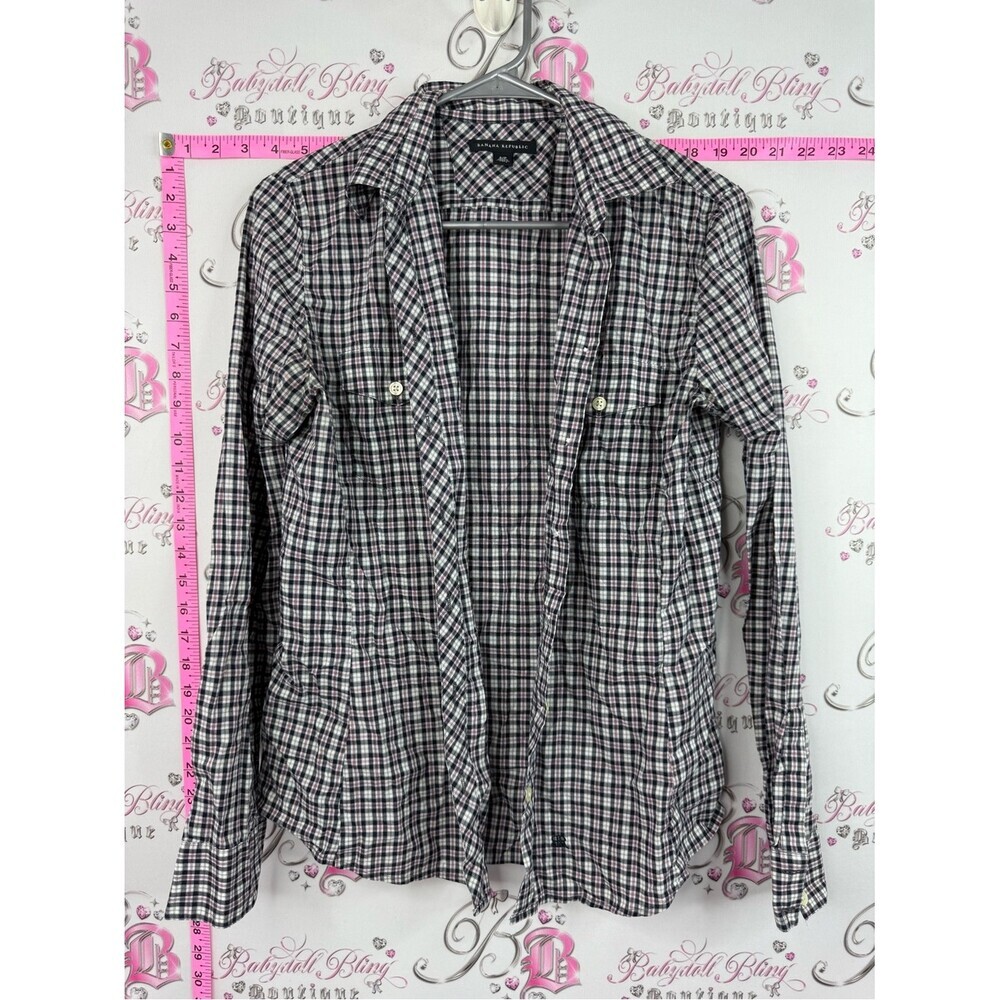 Banana Republic shirt long sleeve Black, White and Gray Plaid Button-Up Shirt
